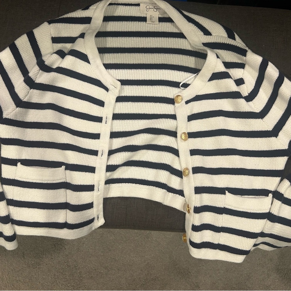 Jessica Simpson Blue and White Striped Cardigan